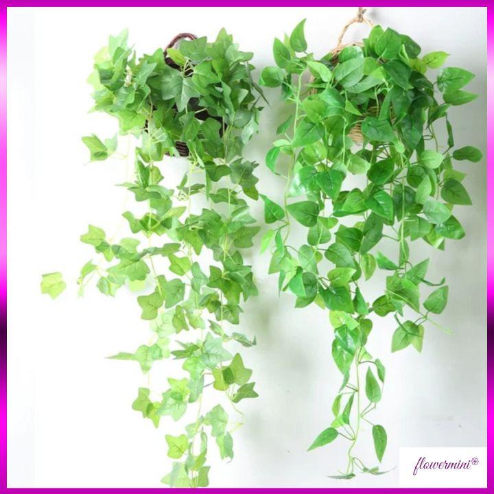 Giỏ lá thường xuân giả loại cao cấp treo tường trang trí tiểu cảnh, ban công xanh mát Flowermini GL-01