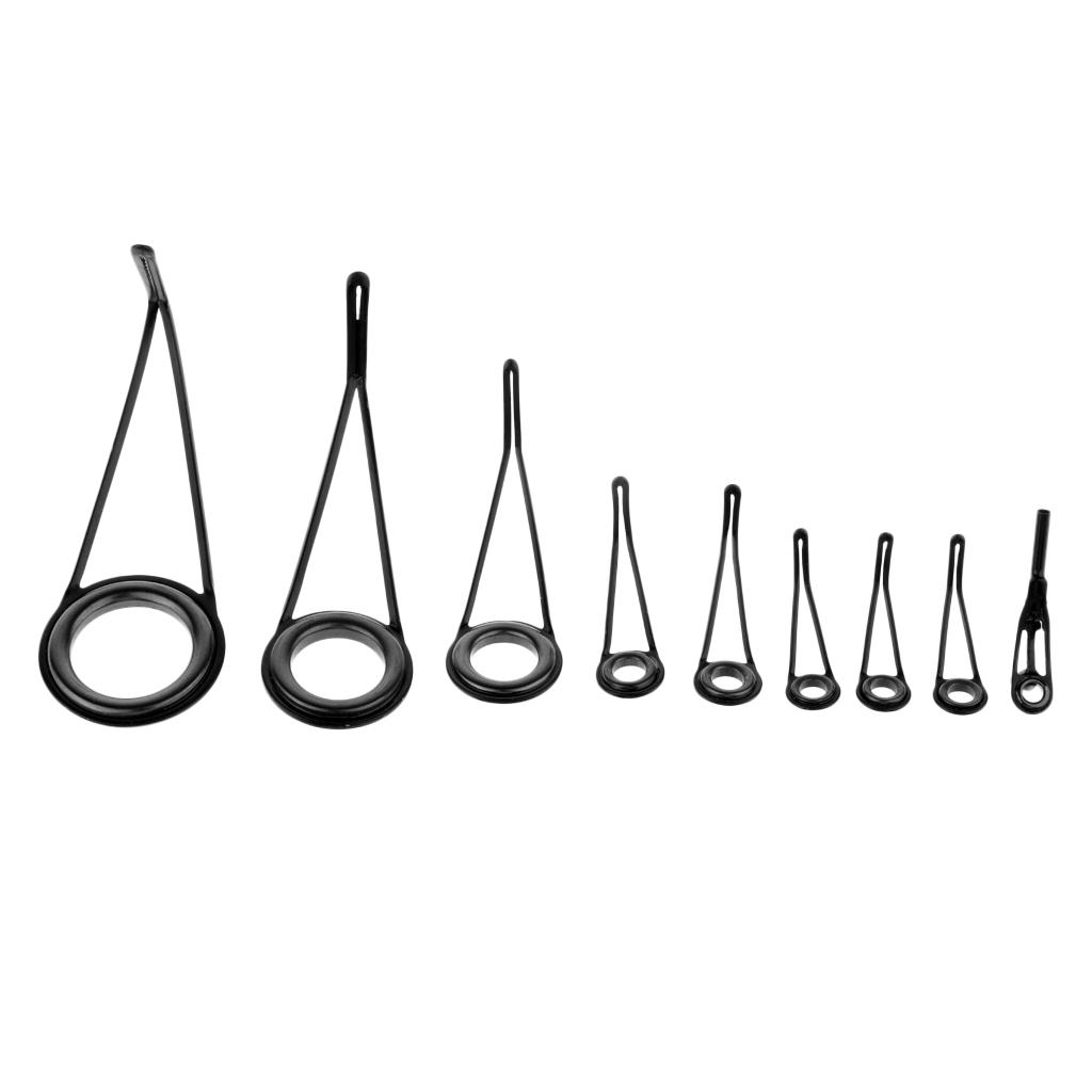 9pcs Various Sizes Fishing Rod Guides Spinning Eyes Rings Tip Top Repair Kit