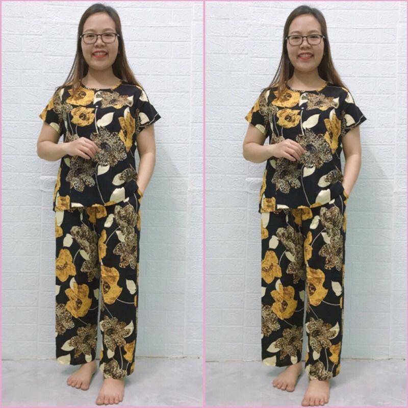 Bộ quần áo lanh trung niên YOYO cho bà cho mẹ mặc nhà quần dài ống nhỏ áo cộc tay mùa hè,đồ bộ cho người lớn tuổi