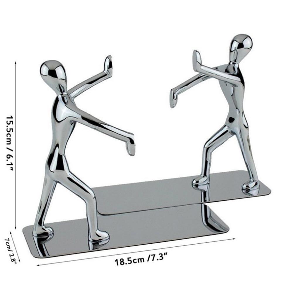 2pcs/set Decorative Kungfu Man Bookends Heavy Duty Metal Book Ends Book Stands Bookshelf