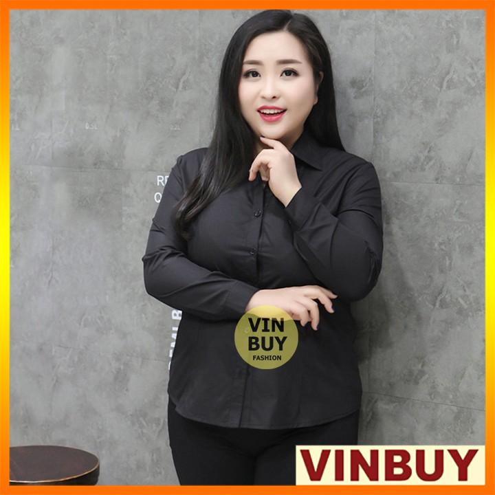 Áo sơ mi bigsize nữ dài tay màu đen form công sở đẹp cho người đến 90kg