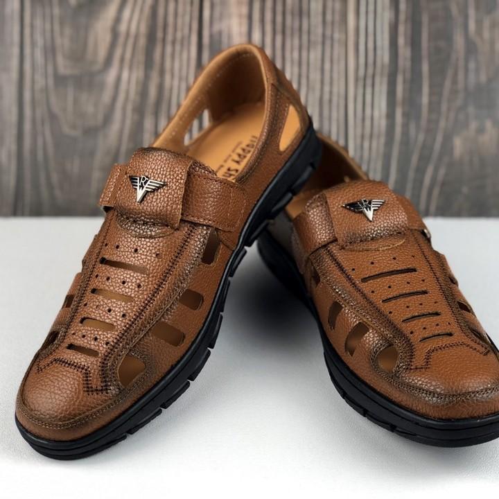 Giày lười nam giầy lười da bò thật 100% thiết kế mùa hè thoáng mát hàng Việt chuẩn xuất xịn- HS63 nâu đen