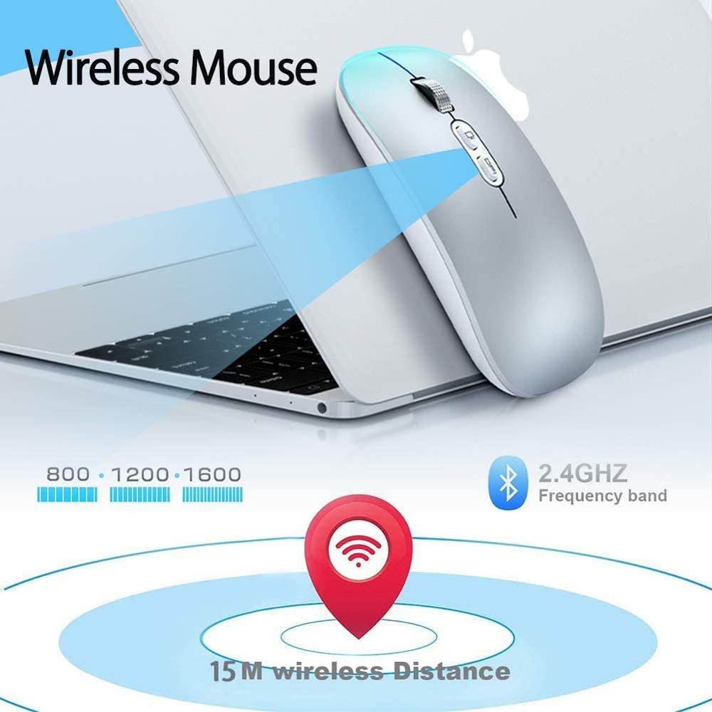 Chuột Bluetooth Không Dây Mỏng Chế Độ Kép sạc Không Dây Chuột 3 DPI Có Thể Điều Chỉnh Dành Cho Laptop Mac