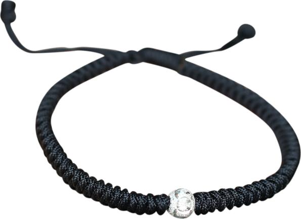 Vòng Kết Dây Đen Charm Bi Bạc Ngọc Quý Gemstones GA155