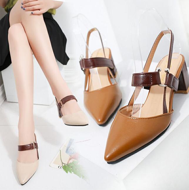 Giày Cao Gót 6CM Mũi Nhọn Gót Vuông Da Mềm Êm Chân 3Fashion - 3059