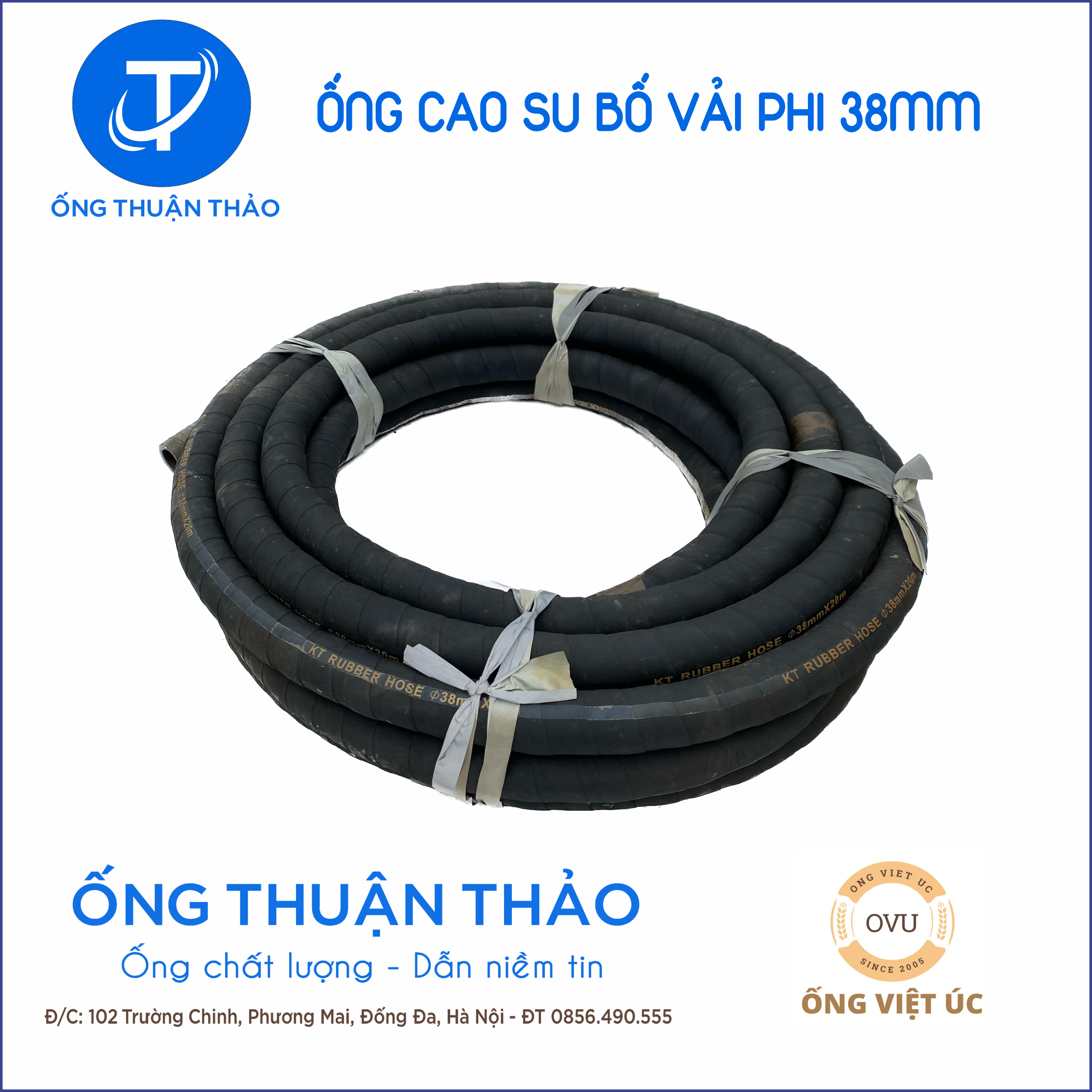 Ống Cao Su Bố Vải Phi 38mm cuộn 20 mét- Hàng Nhập Khẩu - Ống Thuận Thảo