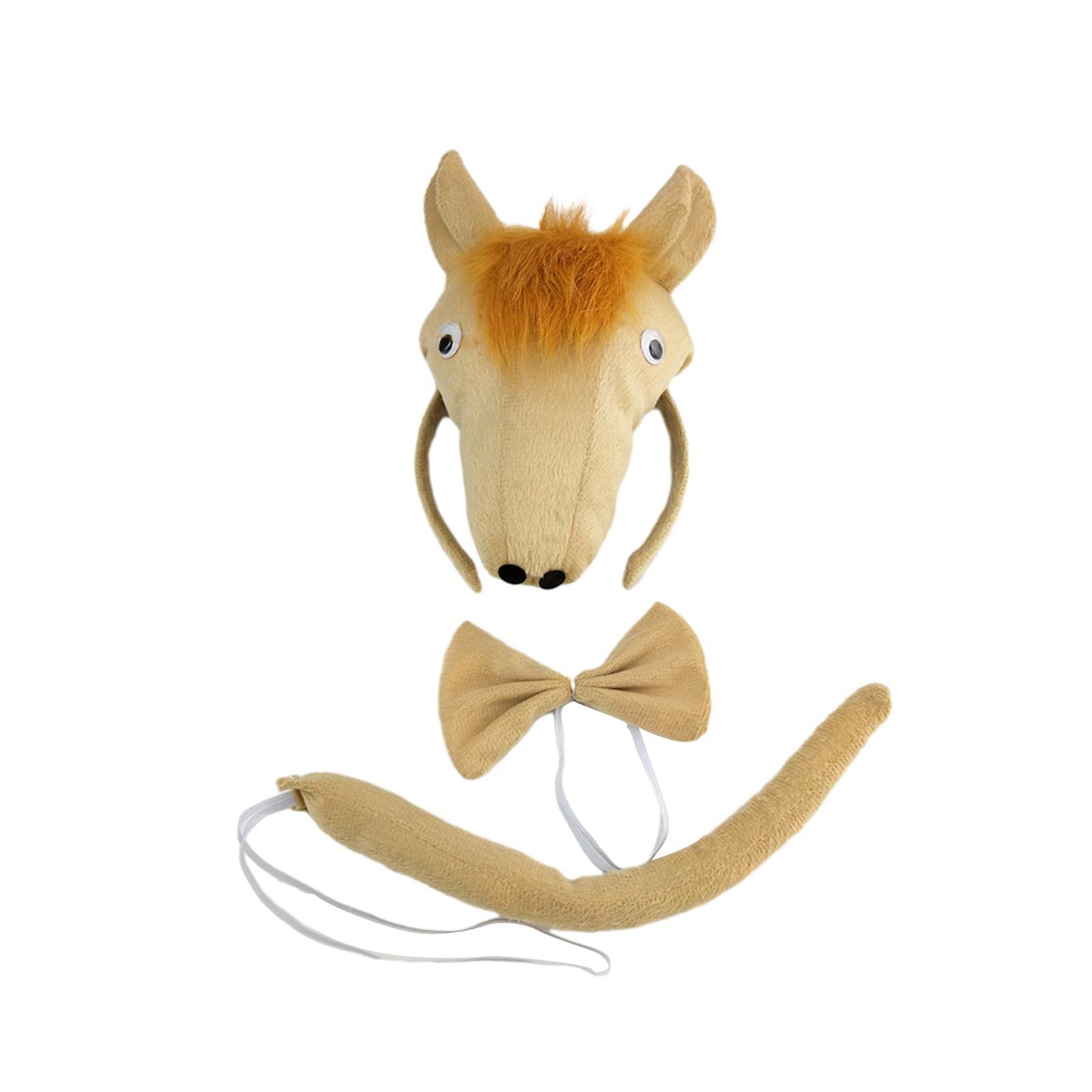 Kids Horse Costume, Ears Headband Bow Tie Tail Hair Band Elastic Strap, Animal Fancy Costume Kits for Carnival, Performance, Masquerades Cosplay