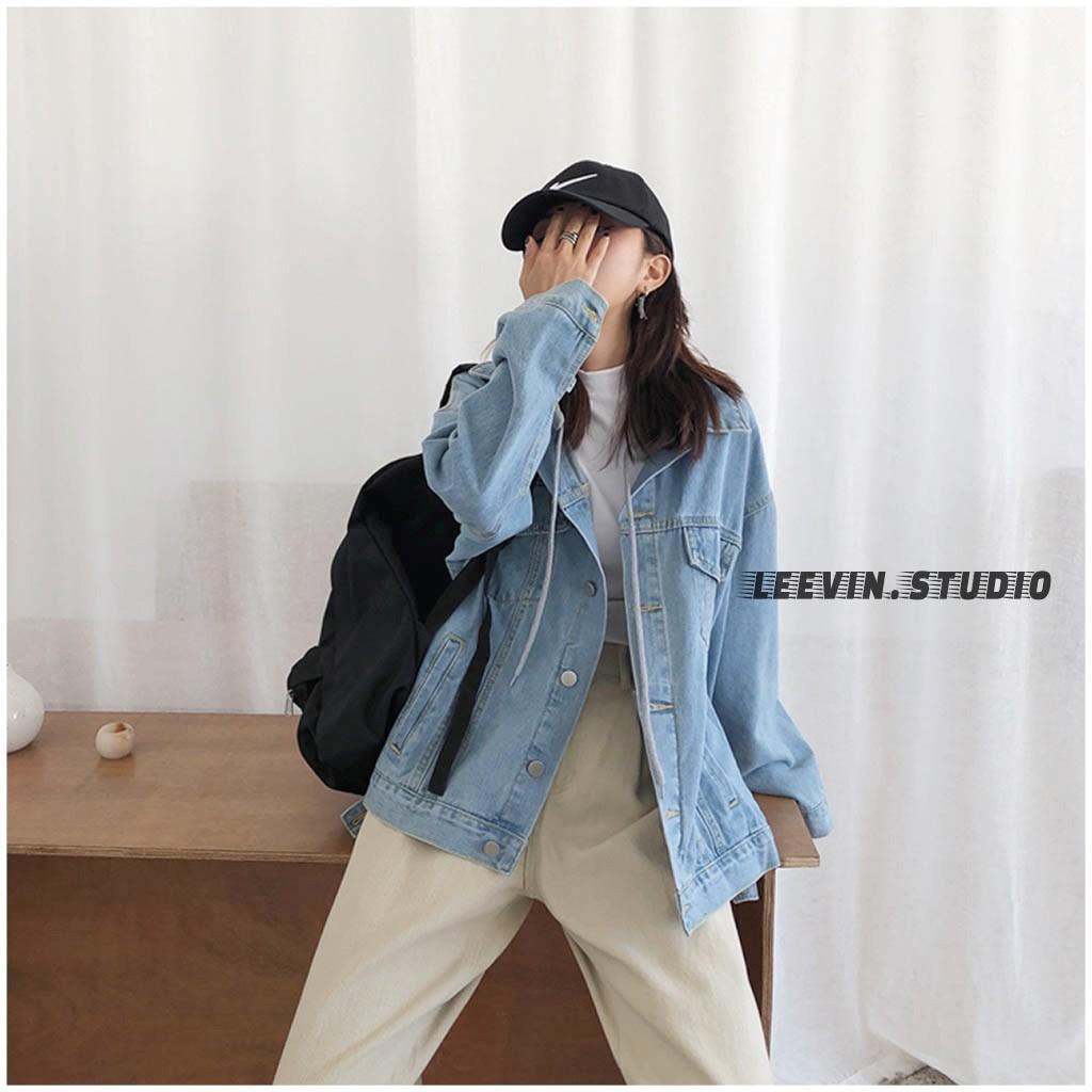 Áo Khoác Jean UNISEX Nam Nữ Xanh Nhạt - Áo khoác bò nữ form rộng KITTY