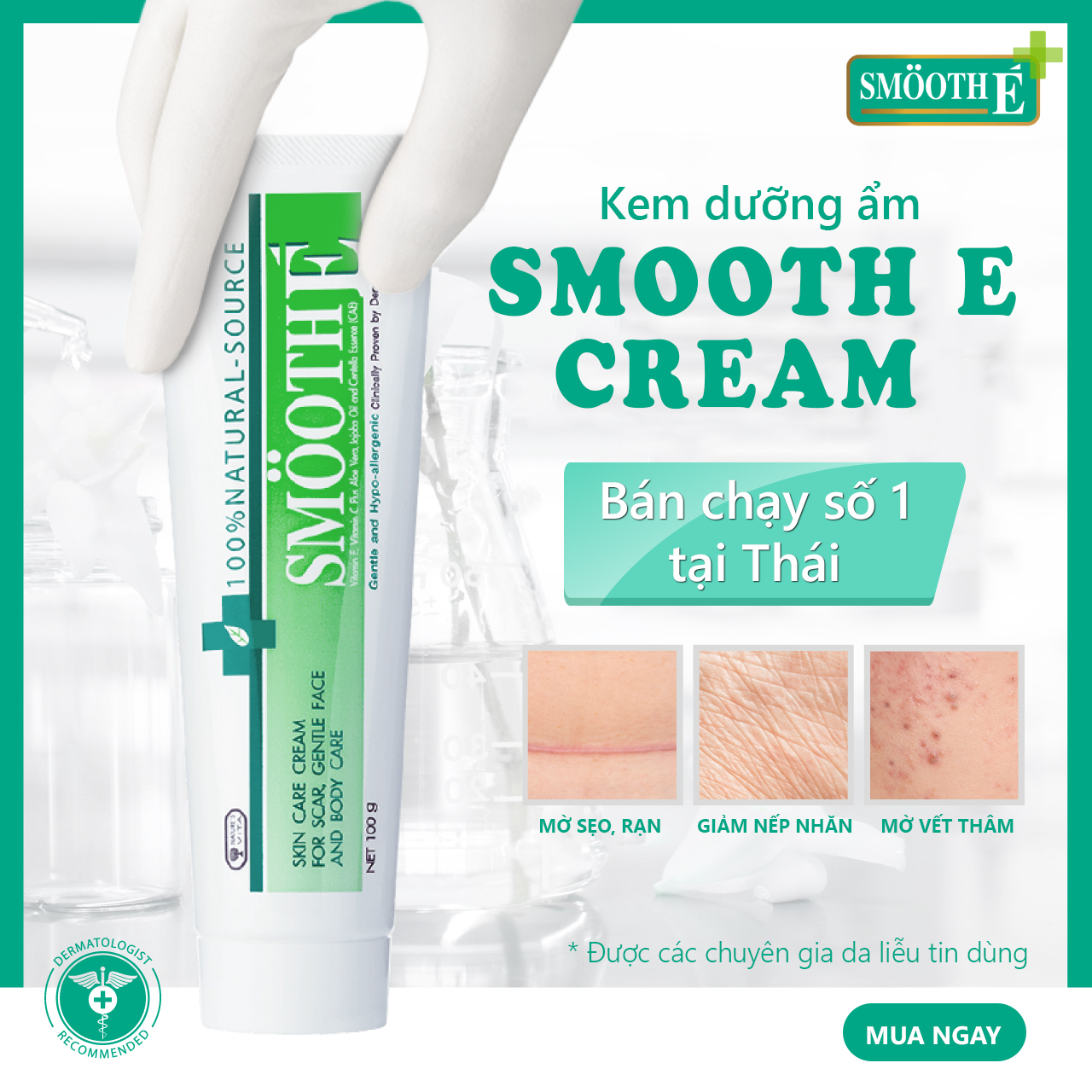 Combo bộ 3 Smooth-E Sữa rửa mặt kem dưỡng và kem chống nắng mùa hè cho da