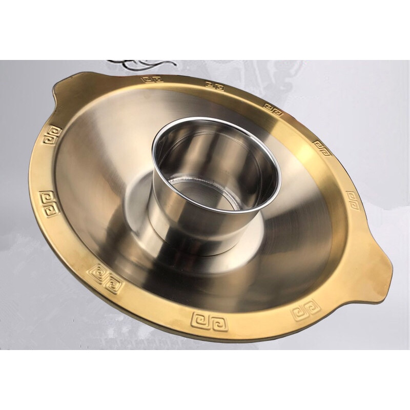 Nồi Lẩu Inox 2 Ngăn Cao Cấp 40cm - Mạ Vàng