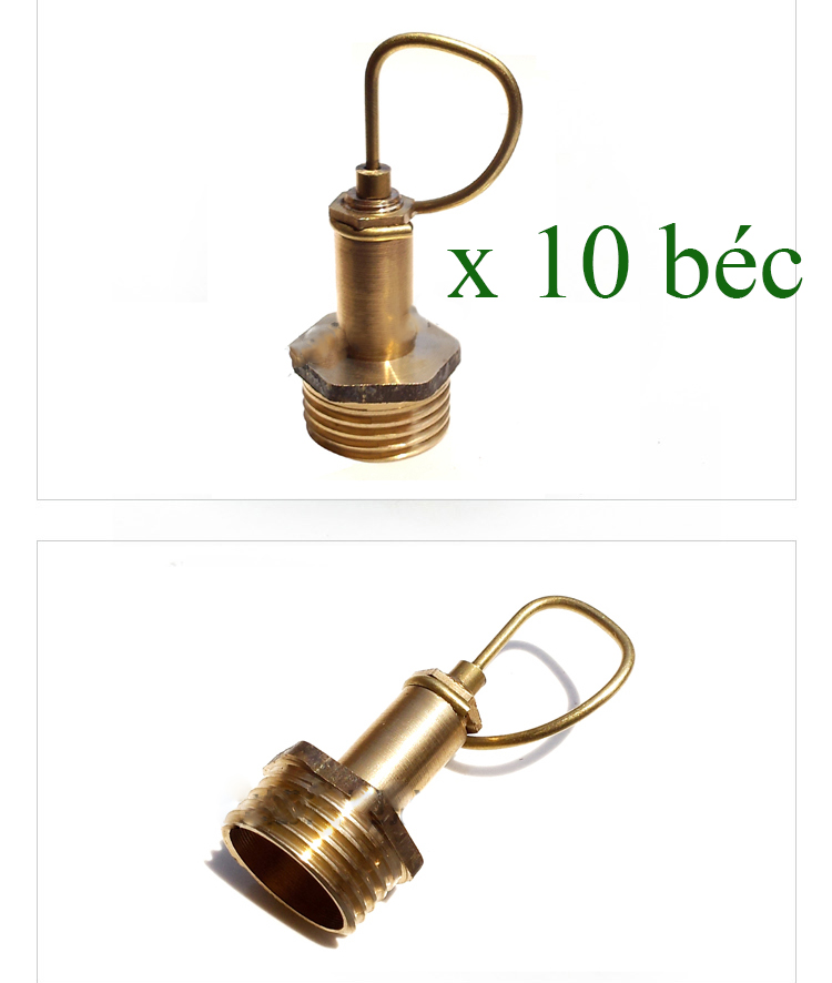 Bộ 10 béc phun sương bằng đồng 360 độ lắp ren ngoài 21mm tưới hoa lan, vườn rau...