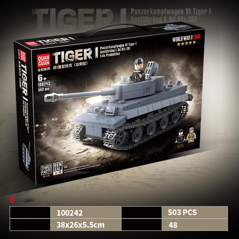 Đồ chơi Lắp ráp Xe Tăng Đức Tiger I, Quanguan 100242 Panzer Tank, Xếp hình thông minh, Mô hình Xe Tăng