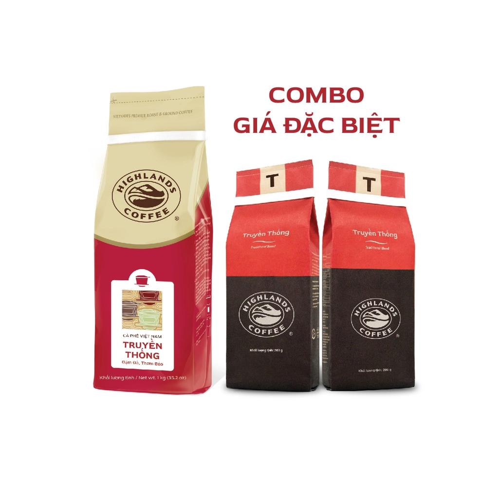 Cà Phê Truyền Thống 1kg và 02 gói Truyền Thống 200g