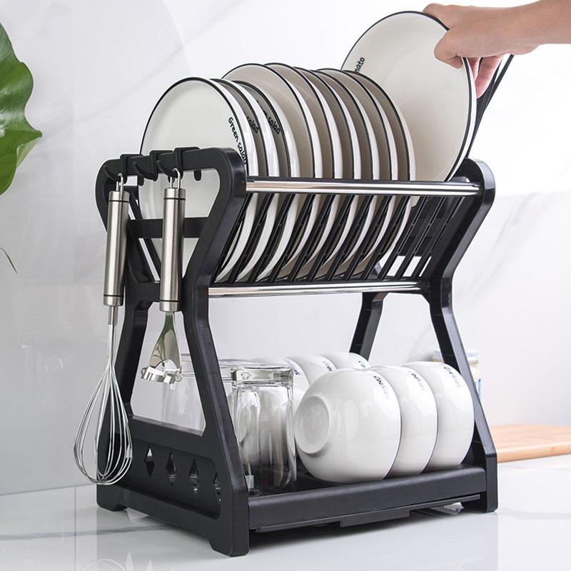 Hộ Gia Đình Món Ăn Phơi Vật Dụng Nhà Bếp Món Ăn Lưu Trữ Thoát Nước Giá Để Đồ Đa Năng 2 Tầng Món Ăn Lọc Giá Kichen Vật Dụng
