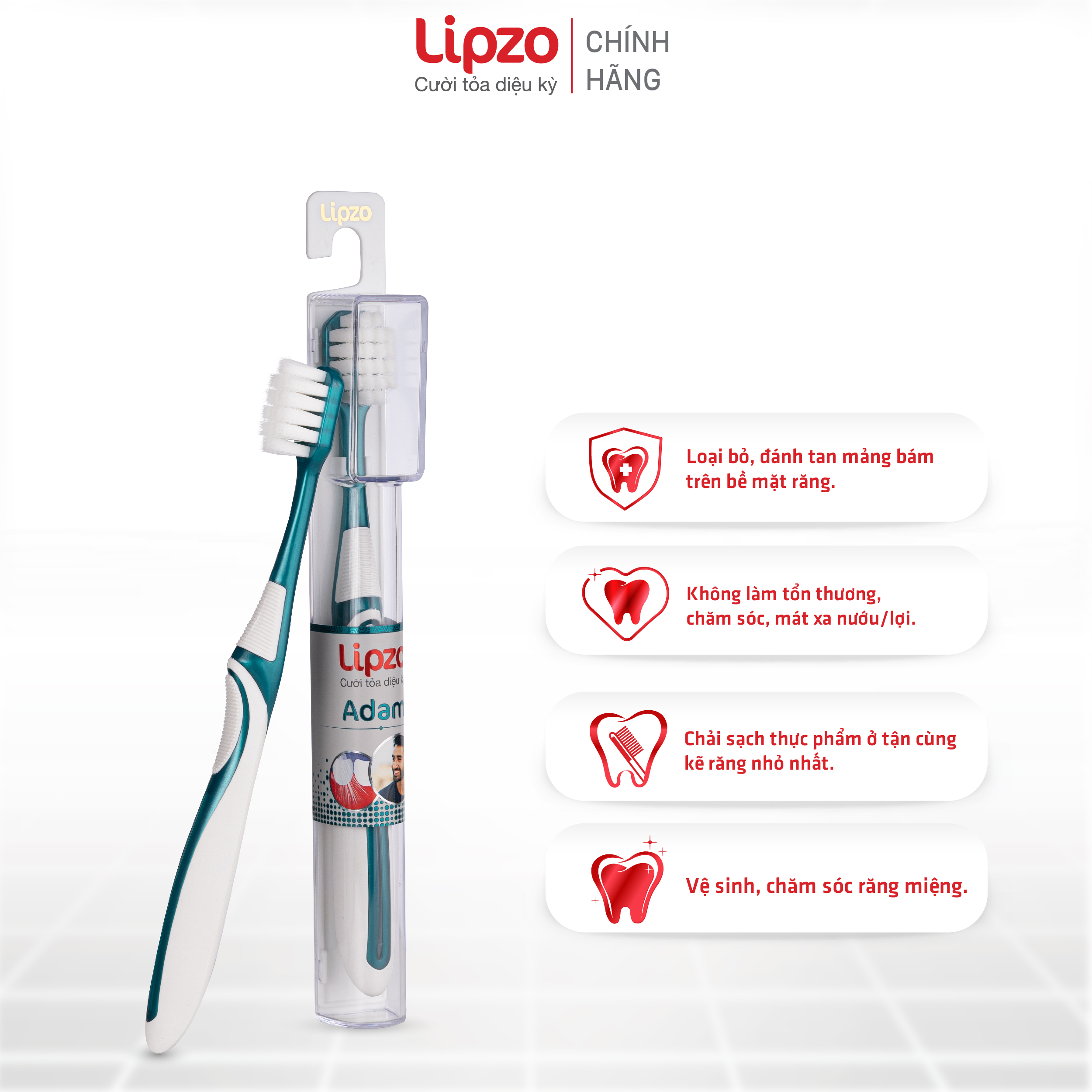 Bàn Chải Đánh Răng Lipzo Adam Cao Cấp, Cấu Tạo Cụm Lông Bàn Chải Đặc Biệt Tăng Hiệu Qủa Làm Sạch Mảng Bám