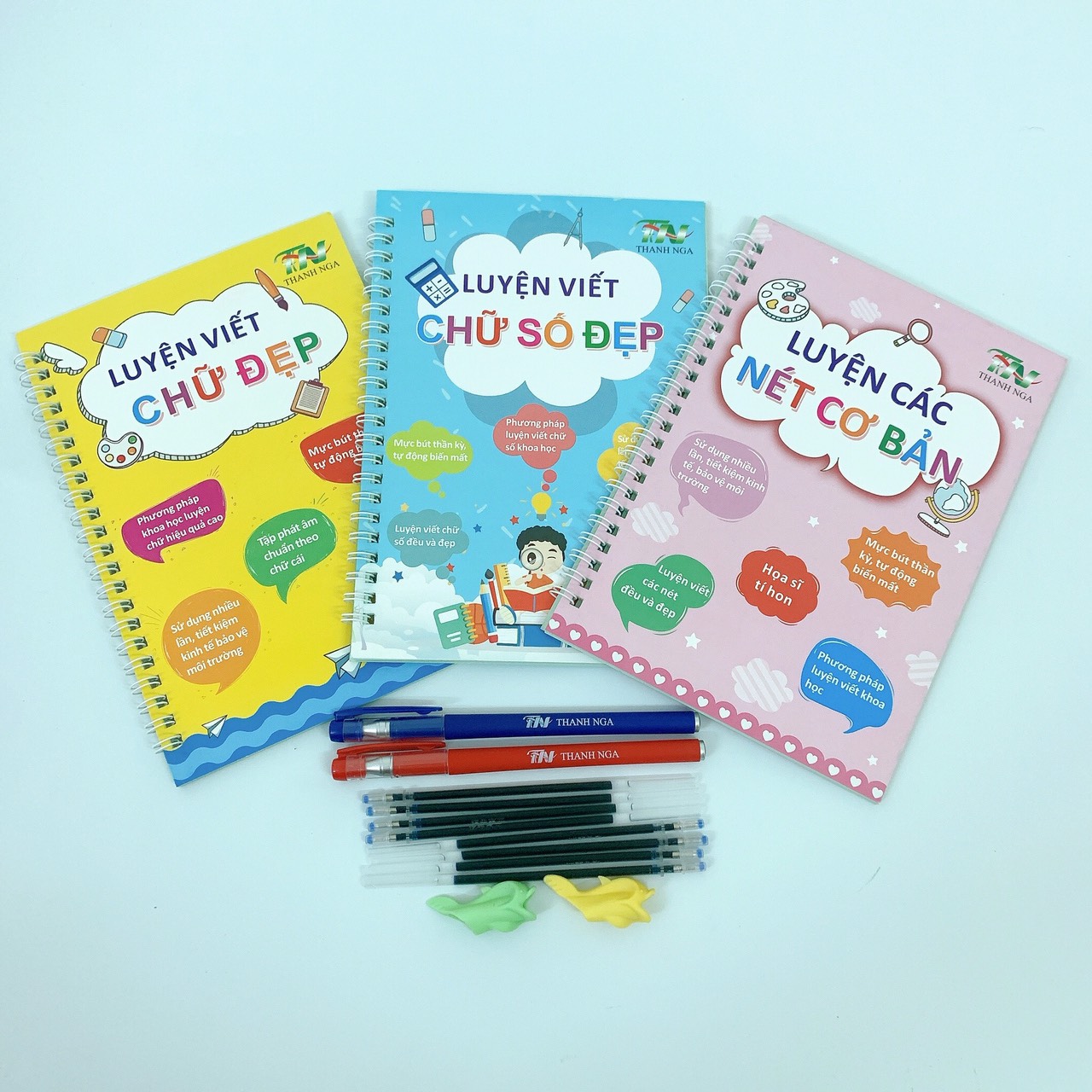 Sách - Bộ 3 Quyển Tập Viết Tự Xóa Thần Kỳ - Luyện Chữ, Số, Nét Cơ Bản Thanh Nga