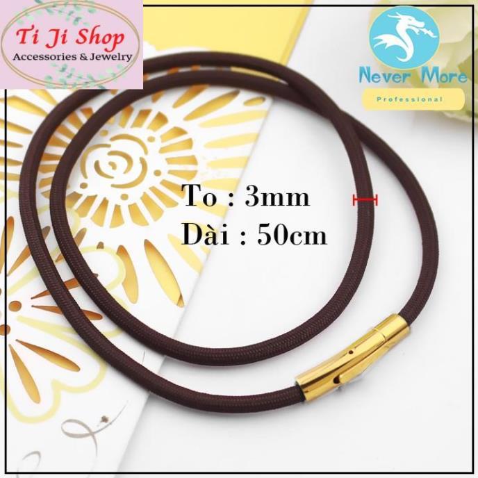 Dây chuyền nam dù Thái màu nâu khóa titan Vip màu vàng siêu đẹp - Đem lại đẳng cấp, sang trọng và lịch lãm cho người đeo