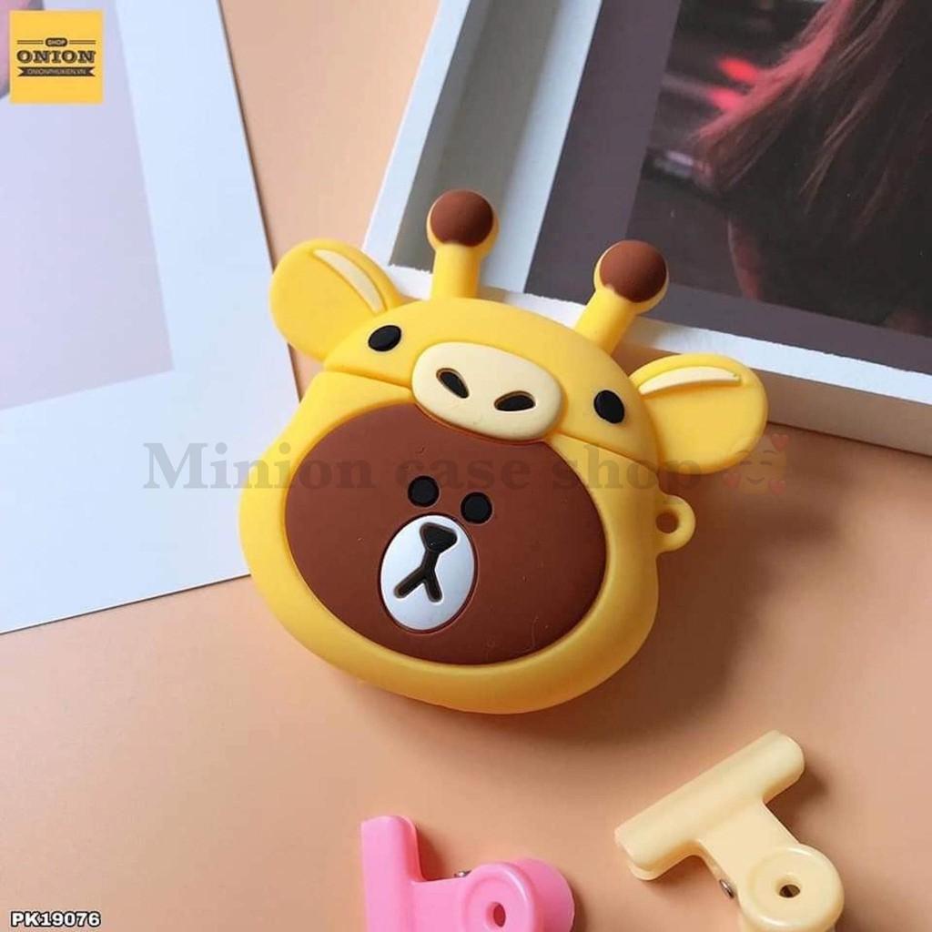 Bao Case Ốp dành cho airpod 1 và 2, tai nghe bluetooth i11,i12, i100, i9s... silicon 3D gấu hưu cao cấp