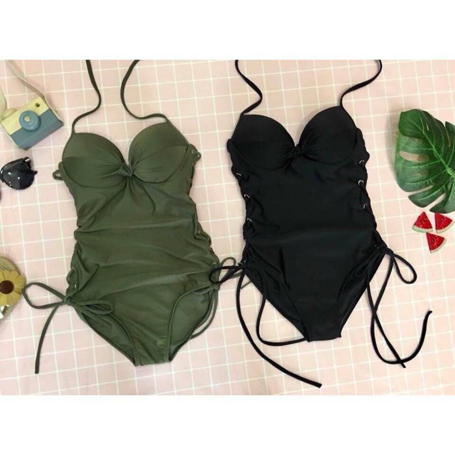 Bikini liền thân dập nút eo xanh rêu - EVA shop - Siêu tôn dáng, tôn da