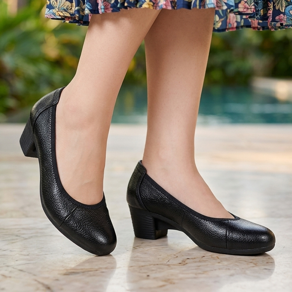Giày Búp Bê Nữ Cao Gót HA NAM Da Bò Thật Thời Trang Cao Cấp 5cm GBBN2080