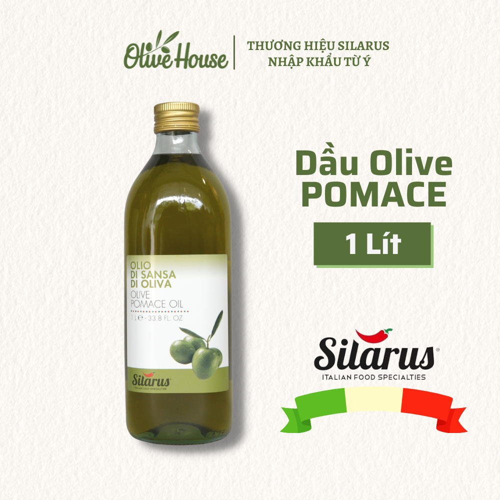 Dầu Olive Pomace Silarus 1L cao cấp, dùng chiên rán, nấu ăn, giảm chất béo có hại - thương hiệu Silarus nhập khẩu 100% từ Ý