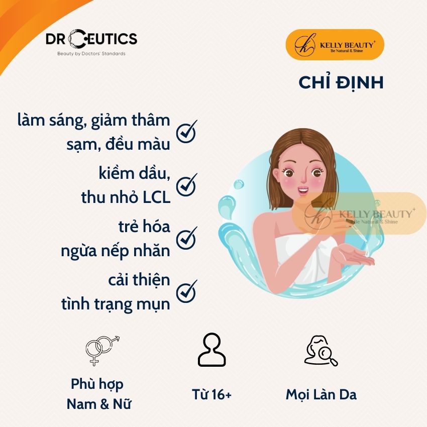 Serum Vitamin B3 15% DrCeutics - Ngừa Mụn, Làm Sáng, Mờ Thâm, Đều Màu Da; Se Lỗ Chân Lông - Niacinamide 15% + Azelaic 5%