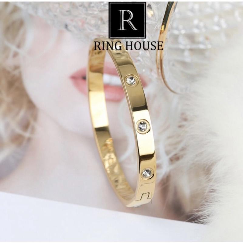B5 Vòng Tay Nữ cuff Carti Đính Ngọc Titan Không Đen Sáng Đẹp Ring House