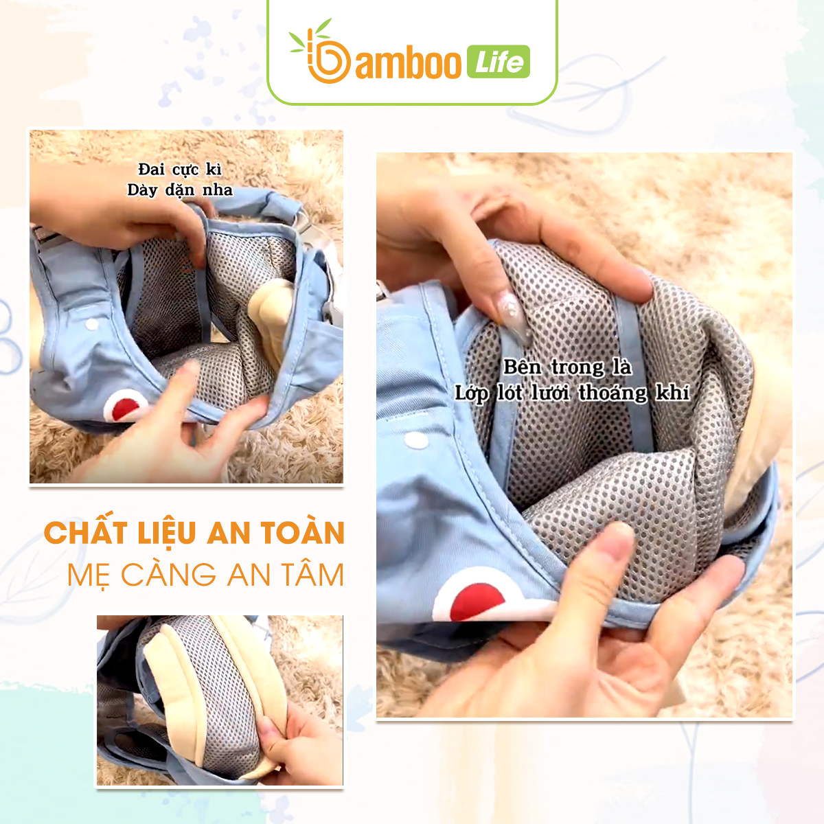 Dây đai tập đi cho bé cao cấp Bamboo Life hàng chính hãng thiết kế an toàn hỗ trợ cho bé tập đi BL039