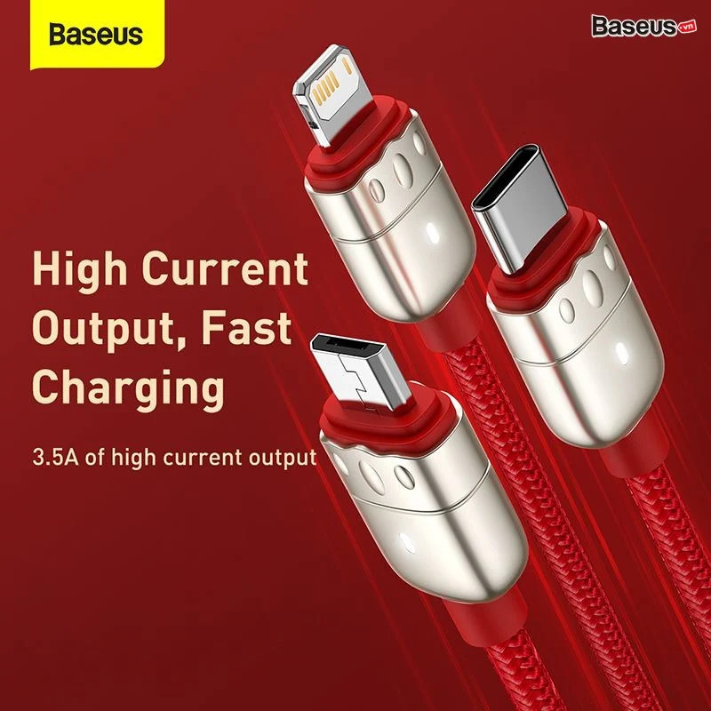 Cáp sạc đa năng Baseus Year of the Tiger One-for-three Data Cable USB to M+L+C 3.5A - hàng chính hãng
