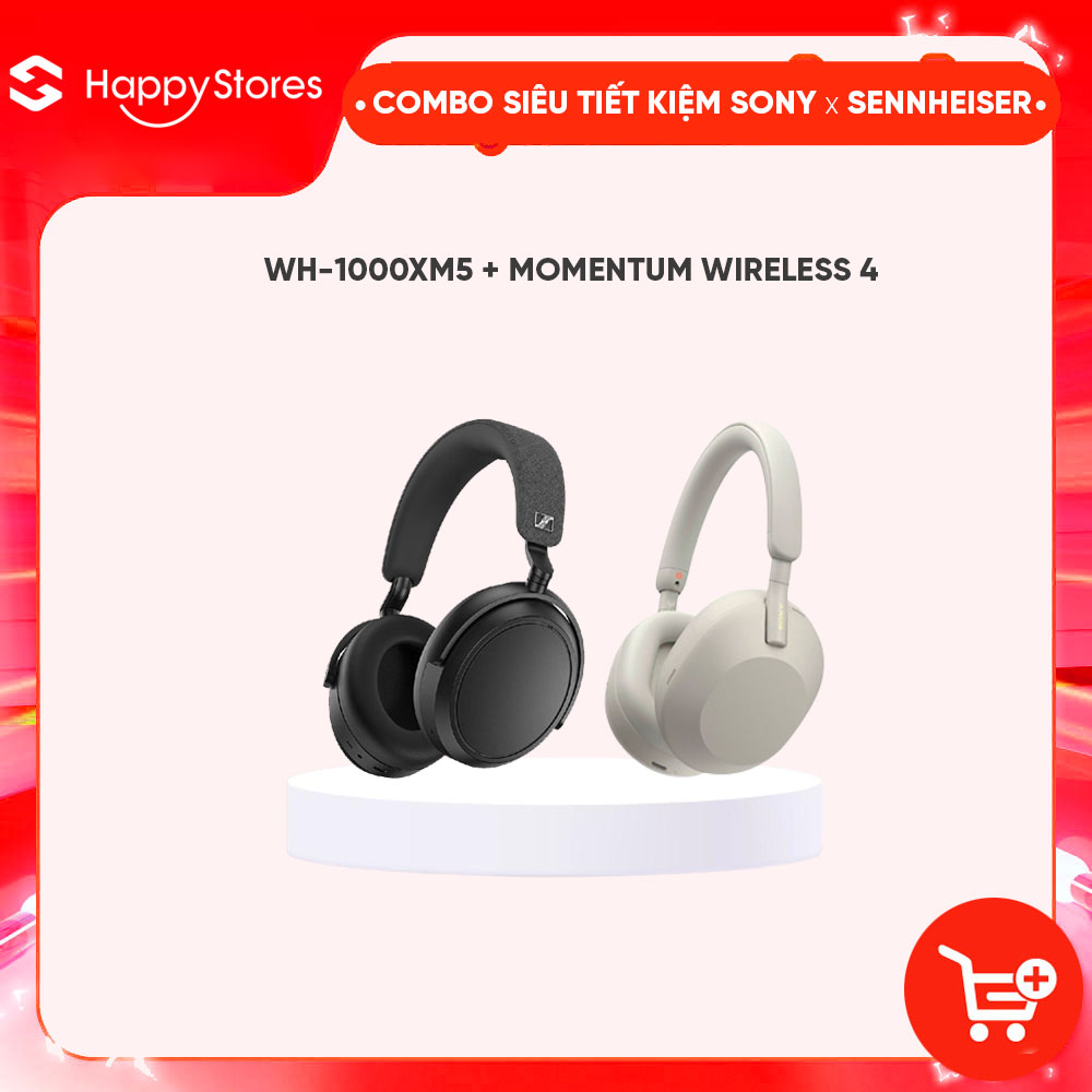 COMBO Tai nghe không dây chống ồn SONY WH-1000XM5 và Tai nghe chống ồn SENNHEISER Momentum 4 Wireless - HÀNG CHÍNH HÃNG  - ĐENKEM