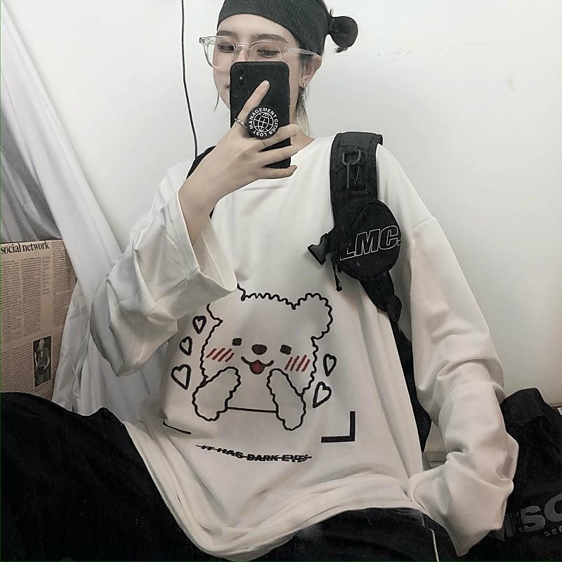 Áo Thun Tay Dài Unisex GẤU IT HAS DARK EYES Thu Đông Ulzzang