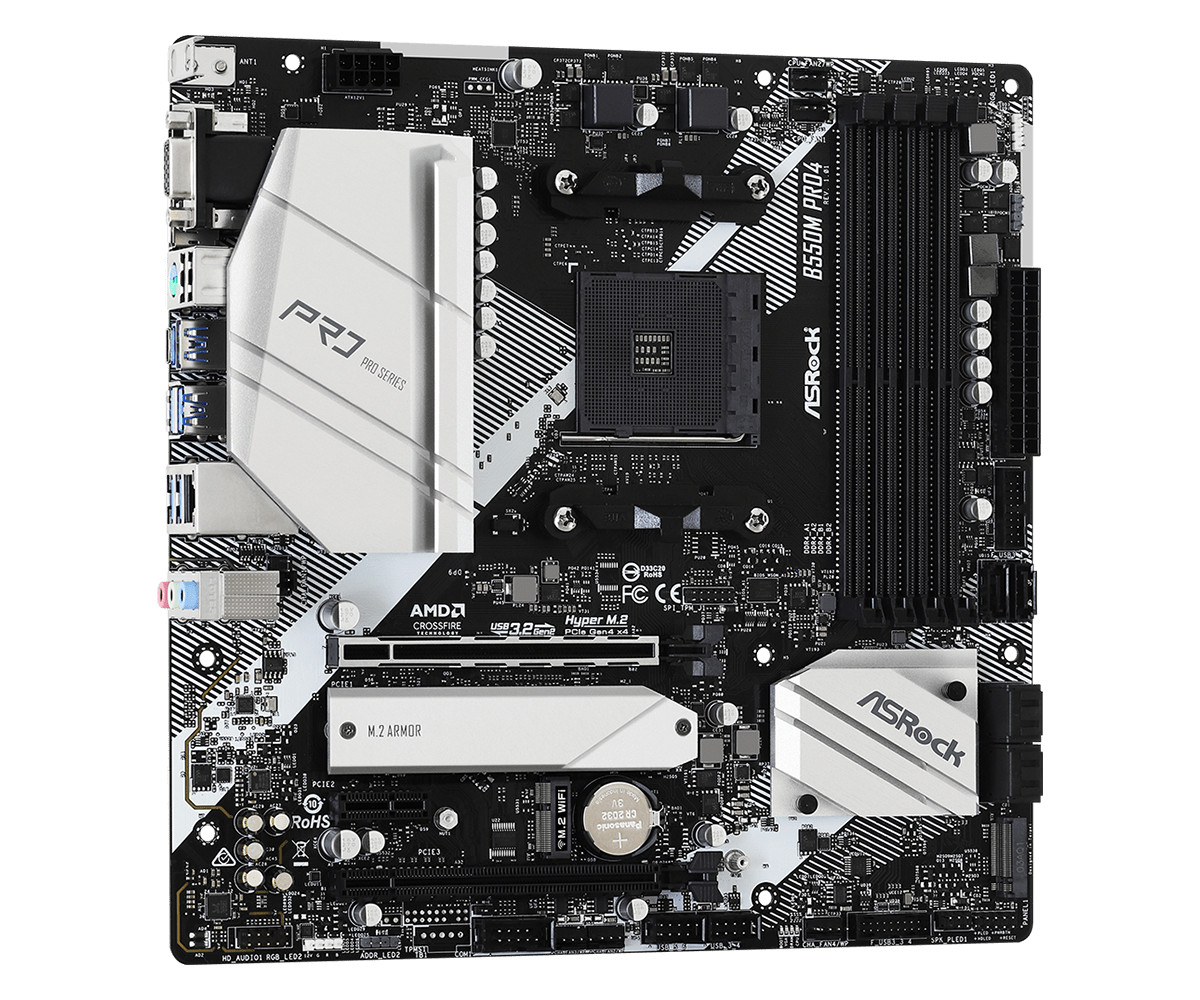 Bo mạch chủ Mainboard ASRock B550M Pro4 Supports 3rd Gen AMD AM4 Ryzen - Hàng Chính Hãng