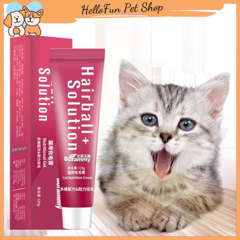 Gel dinh dưỡng cho mèo Hairball Solution giúp tiêu búi lông, dưỡng lông mềm mượt 120g