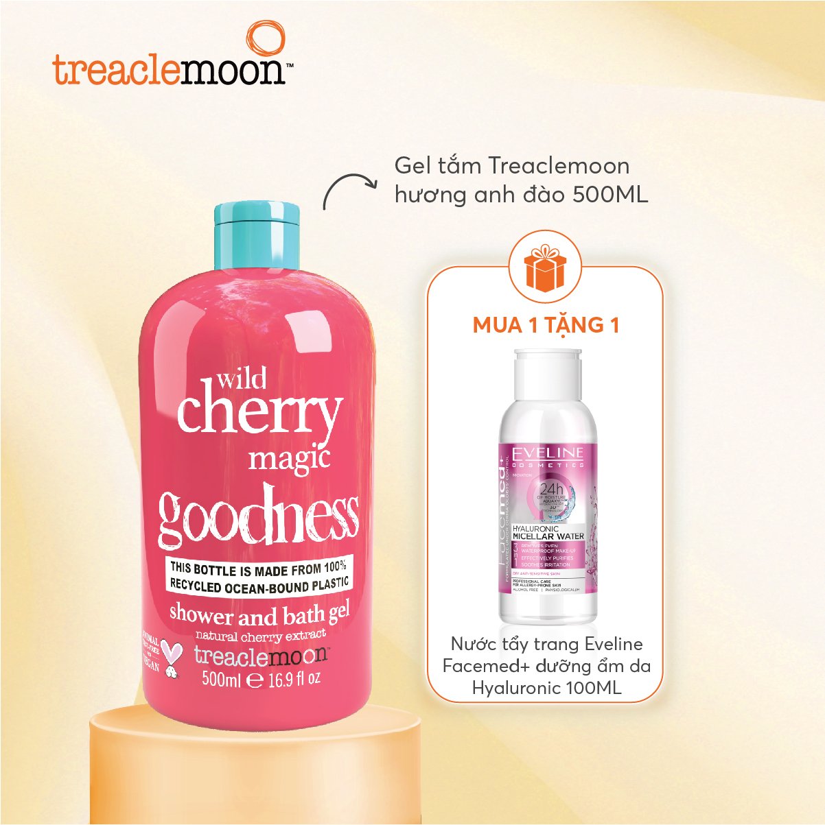 [TẶNG NƯỚC TẨY TRANG 100ML] Gel tắm chiết xuất Anh đào Treaclemoon nhập khẩu Đức - 500ml