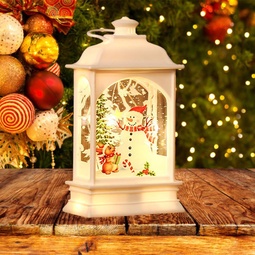 Christmas Lantern  Ornaments Snowman for Desktop Fireplace Xmas White