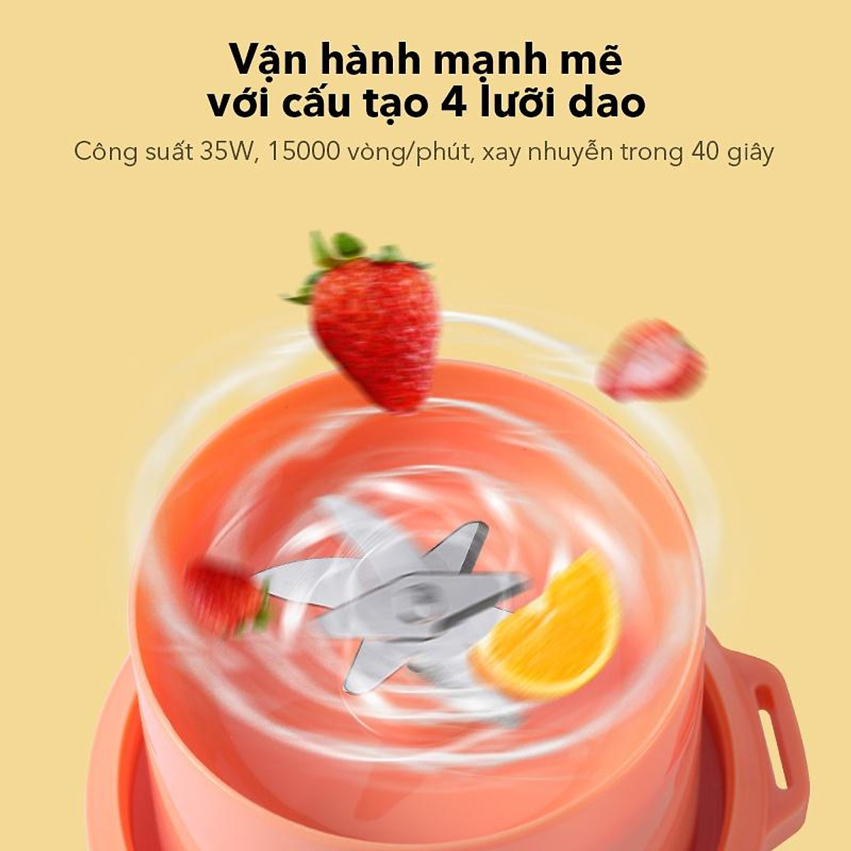 Máy xay sinh tố cầm tay SAMONO SW-Y8 dung tích 400ml thiết kế nhỏ gọn màu sắc trẻ trung - Hàng chính hãng