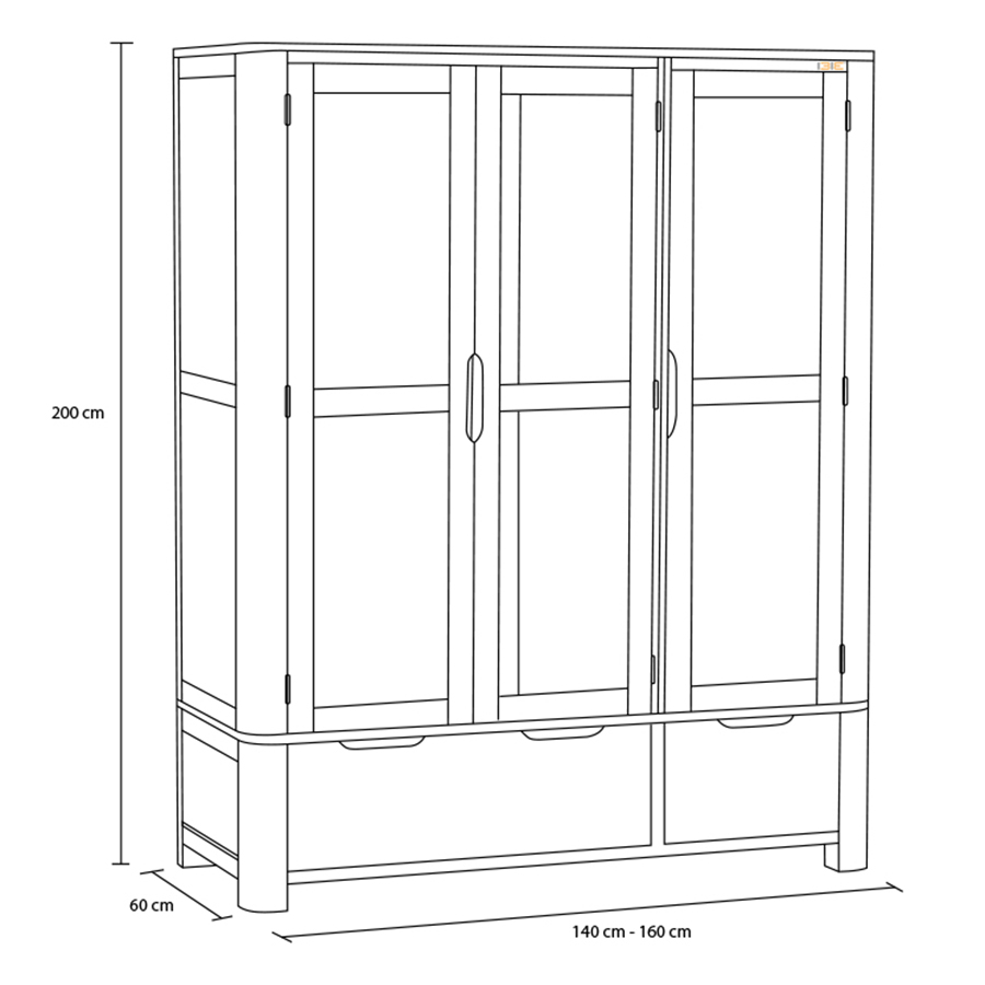 Tủ Áo 3 Cánh Romsey Gỗ Sồi IBIE BWROM3O