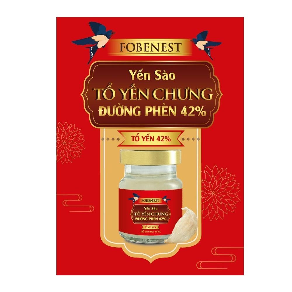 Hộp Yến Sào Tổ Yến Chưng Đường Phèn 42% Yến Bồi Bổ Cơ Thể Fobelife - Lọ 70ml