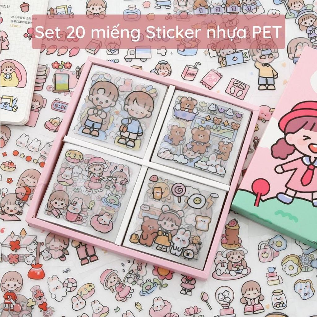 Bộ 20 miếng sticker nhãn dán dễ thương dán trang trí TELADO ST13