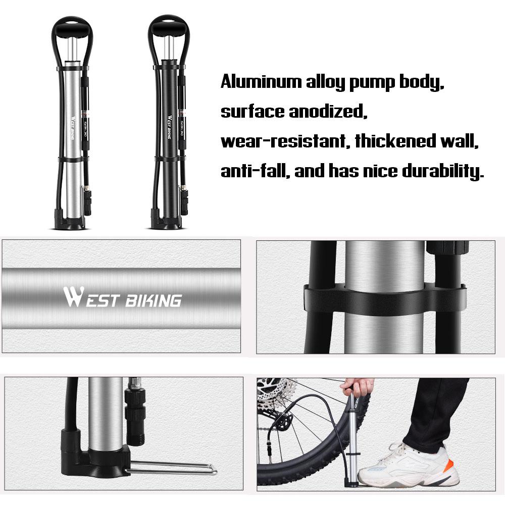 Bơm xe đạp mini WEST BIKING 140psi bơm không khí di động MTB cho xe leo núi, đường trường