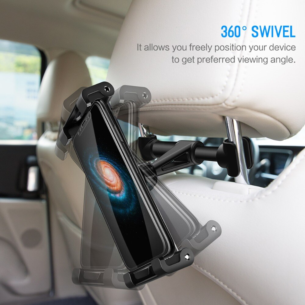 Giá đỡ cho iPad / Table / máy tính bảng Xoay 360 thu gọn lắp ghế sau dùng cho ô tô xe hơi hiệu Rock Universal Table backseat holder phù hợp nhiều dòng xe, dùng cho máy 6.5 inch đến 12.9 inch - Hàng nhập khẩu