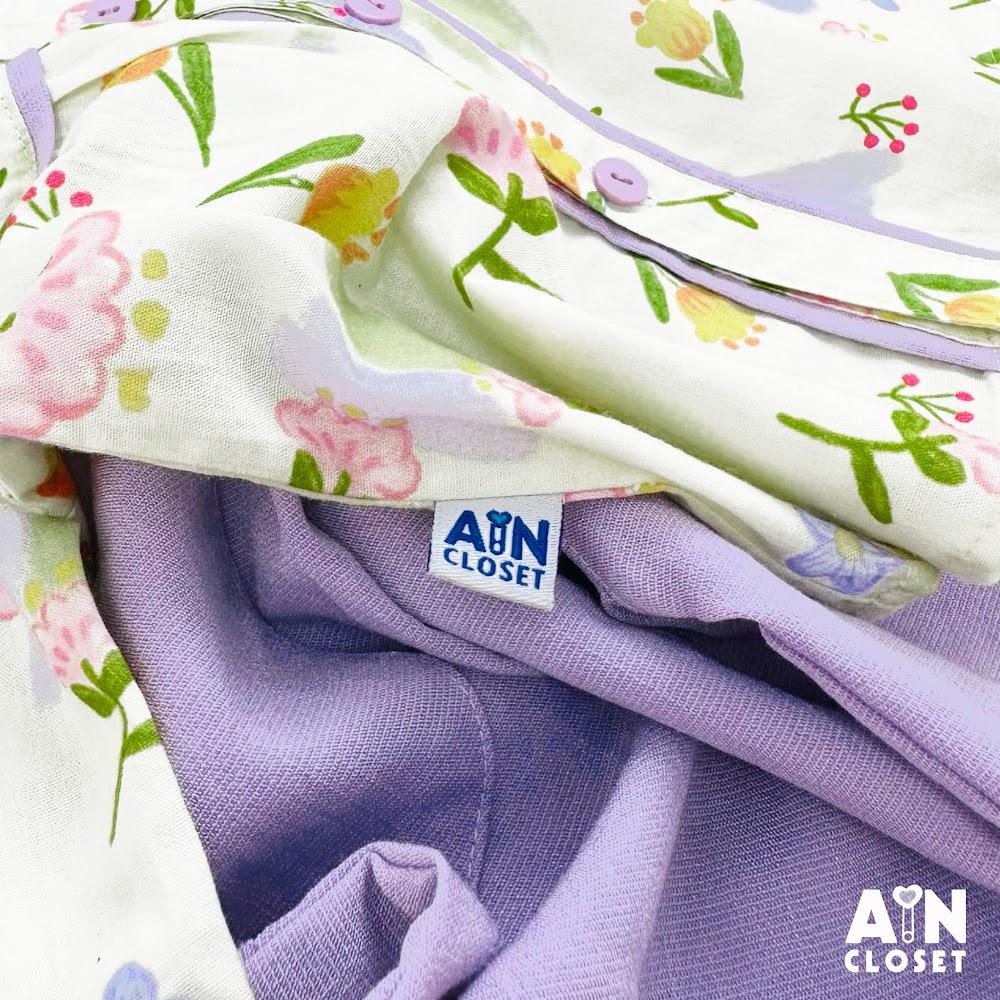 Bộ quần áo Dài bé gái họa tiết hoa Calla Tím cotton - AICDBGAJIT6Y - AIN Closet