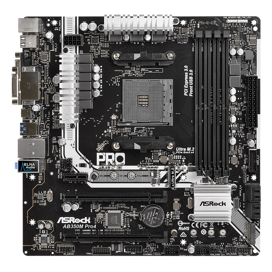 Bo Mạch Chủ Mainboard ASRock AB350M PRO4 Socket AM4 - Hàng Chính Hãng