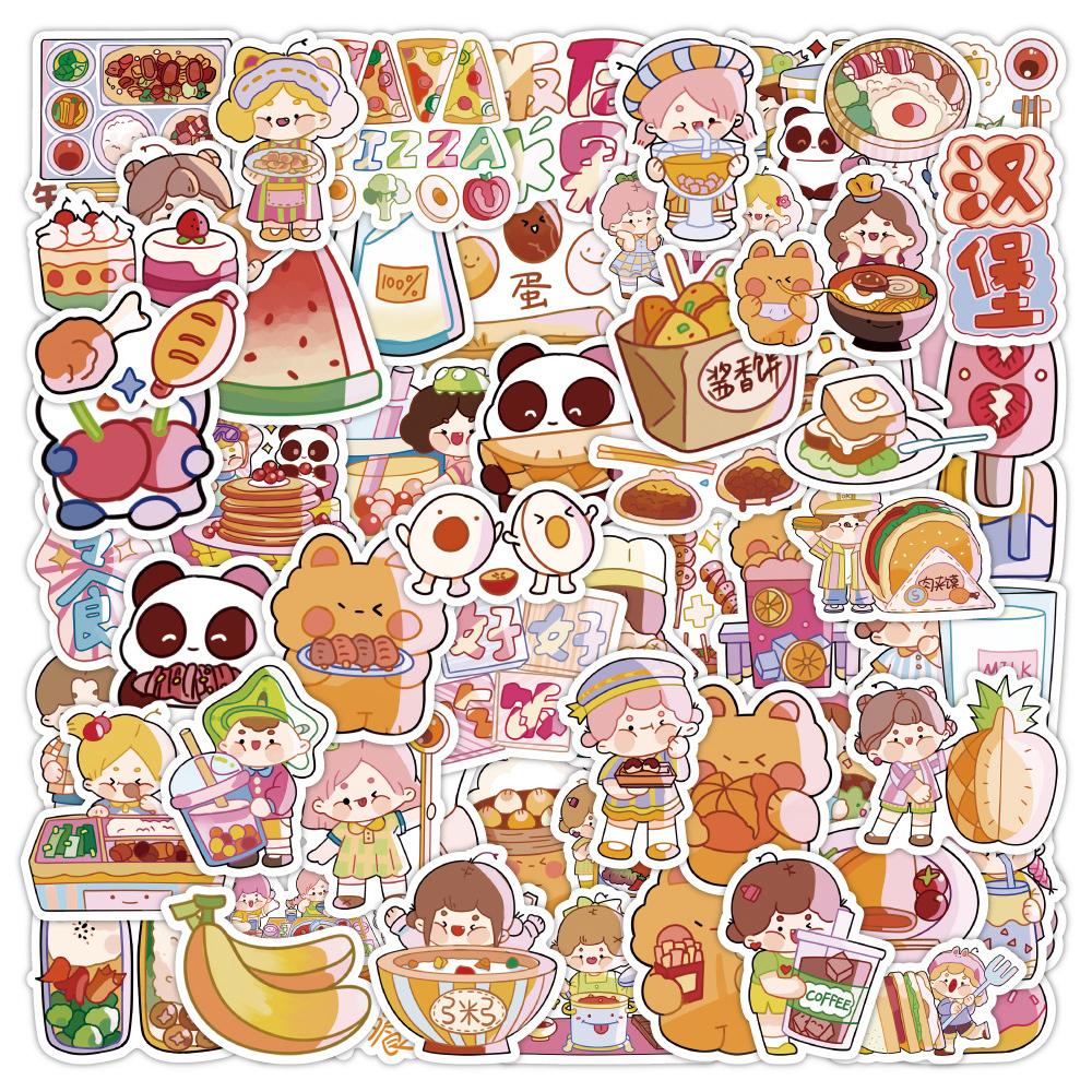 Sticker EM BÉ VÀ ĐỒ ĂN CHIBI hoạt hình cute trang trí mũ bảo hiểm,guitar,ukulele,điện thoại,sổ tay,laptop-mẫu S105