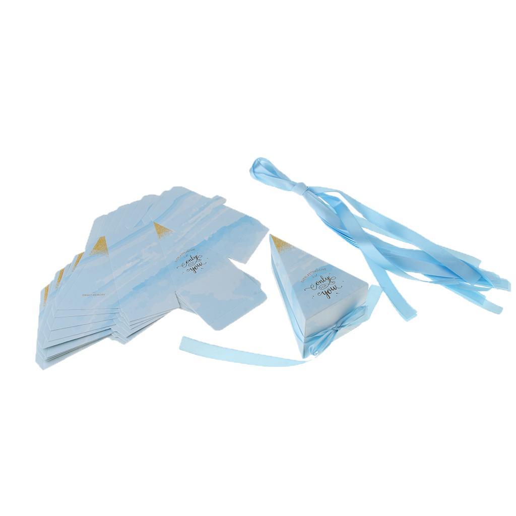 10 Pieces Triangle Design Candy Boxes Gift Boxes Wedding Favors Blue