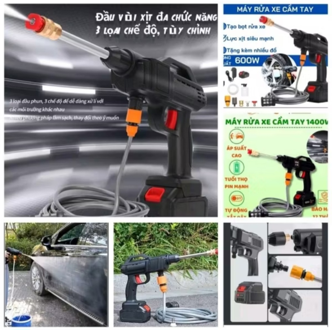 1 MÁY ÁP LỰC PIN XỊT RỬA ĐA CHỨC NĂNG XE MÁY ÔTÔ PHUN THUỐC TƯỜI CÂY