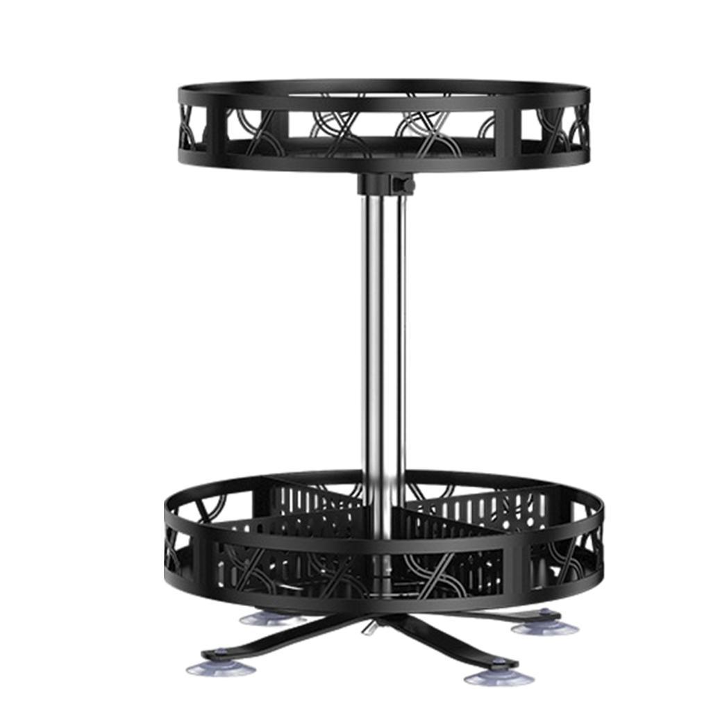 Turntable Spice Rack 9 inch Black Kitchen Spice Organizer for Cooking Jars