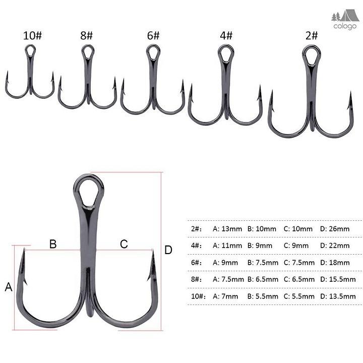 Combo 10 Lưỡi 3 Tiêu Lưỡi Câu Cá Có Ngạnh Lưỡi Câu Lure Thép Không Gỉ LC3