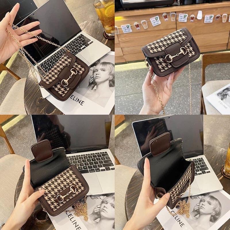 TÚI THỔ CẨM HOẠ TIẾT NÂU TÂY MINI