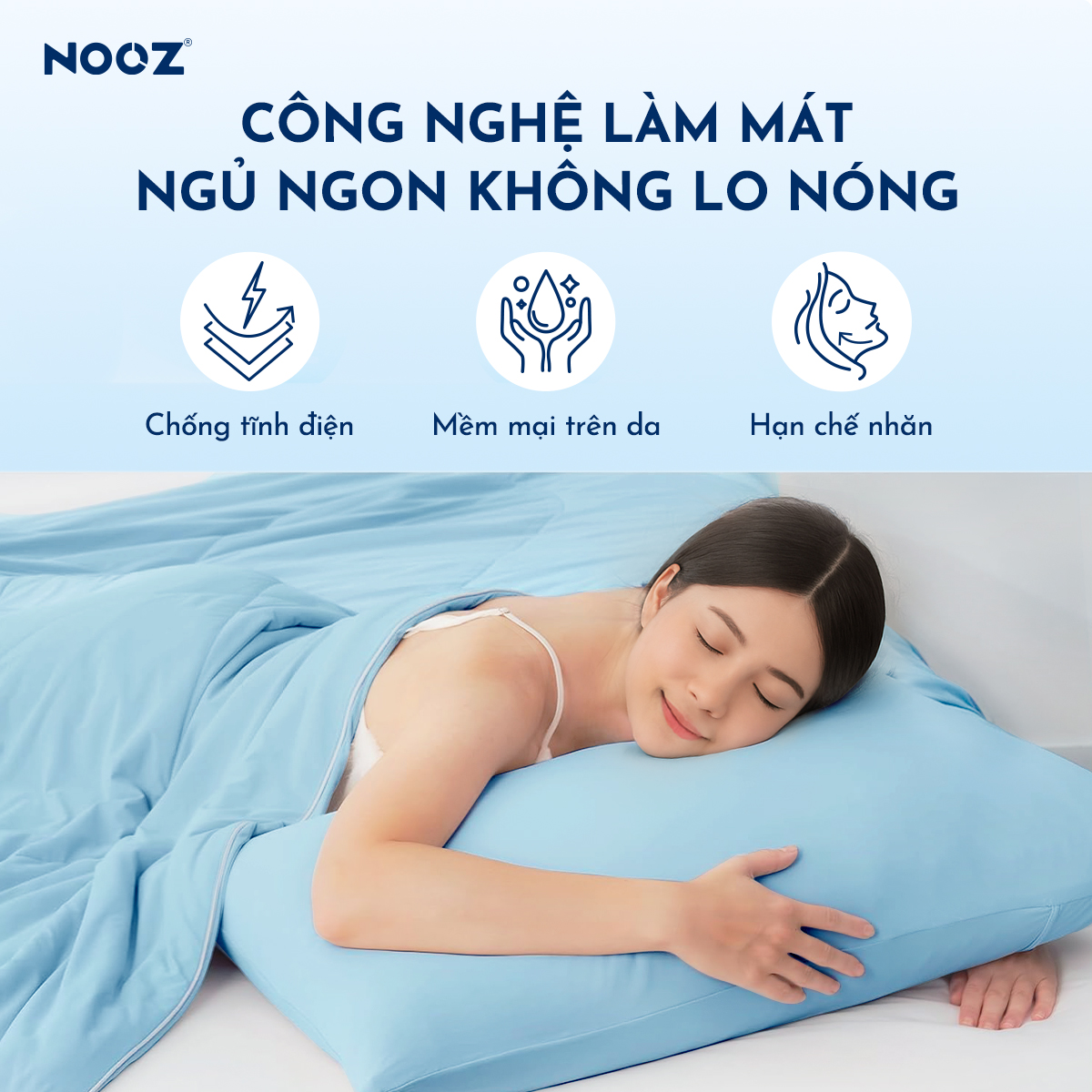 Vỏ Gối NOOZ Mát Lạnh Mềm Mịn Thoáng Mát Dễ Vệ Sinh 50x70cm